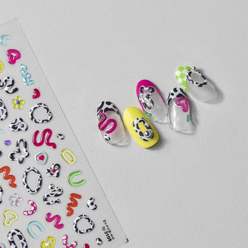 Line Flower Powder Blusher Love Heart High Quality Jelly Series Adhesive Nail Sticker Nail Art Decoration Decals Design T-2830