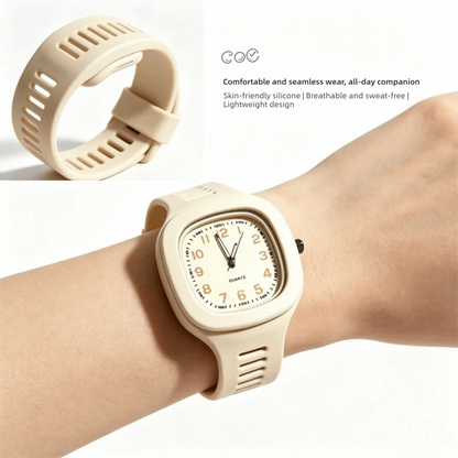 Minimalist Silicone Strap Square Watch Square Casual Wrist Watch Quartz Watch Students