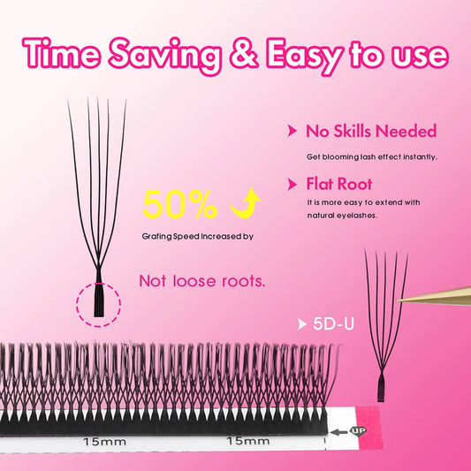 MASSCAKU C/D U-Shaped 3D/4D/5D/6D/8D/10D Mix 8-15MM False Eyelashes Professional Handmade Natural Volume Lashes Supplies