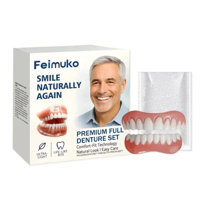 Dentures Full Set Natural Upper Lower Silicone Denture Braces For Men Women Instant Confident Fake Teeth Oral Hygiene Care Tool