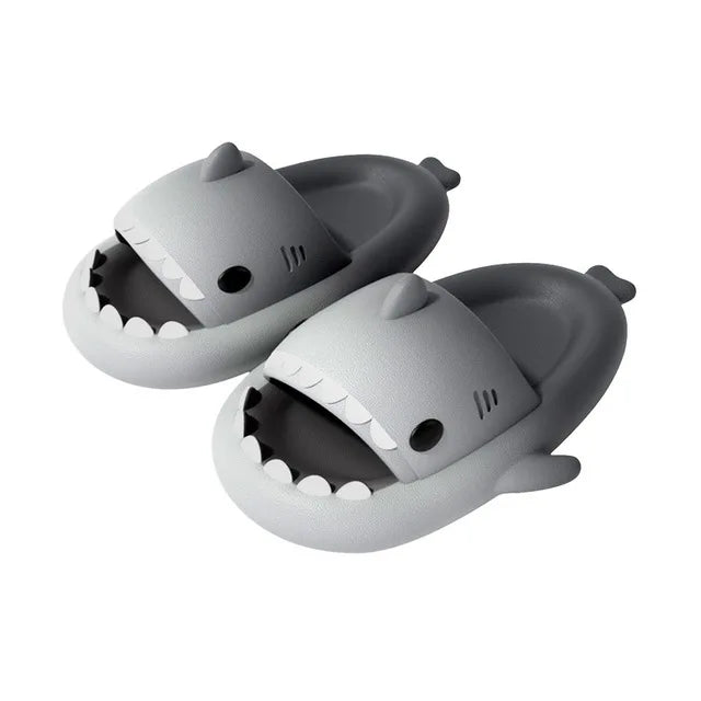 Summer Funny Cute Women Gradient Shark Slippers Men Outdoor Soft EVA Beach Sandals Couple Indoor Floor Non-slip Thick Flip Flops