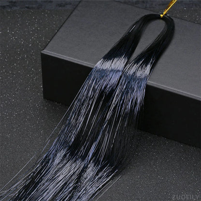 Laser Holographic Hair Tinsel Extensions Rainbow Metallic Shiny Glitter Hair Strand Sparkly Synthetic Hair for Braiding Festival