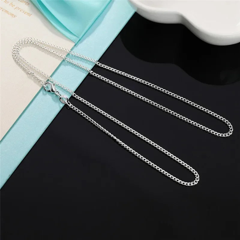 Hot nice 925 Sterling Silver Necklace 16-30 Inches 2MM String Chain For Women Men High Quality Jewelrys Gifts 40-70cm