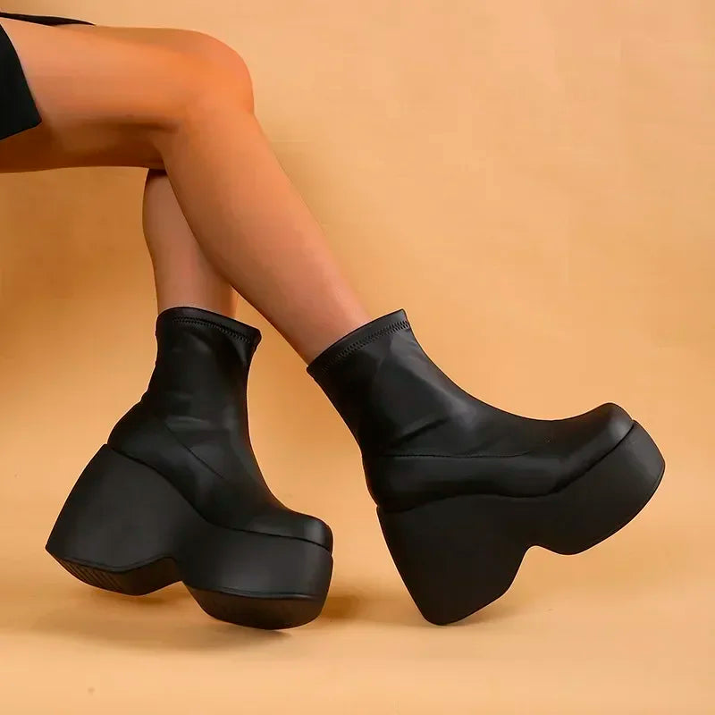 Women's Black Chunky Platform Boots