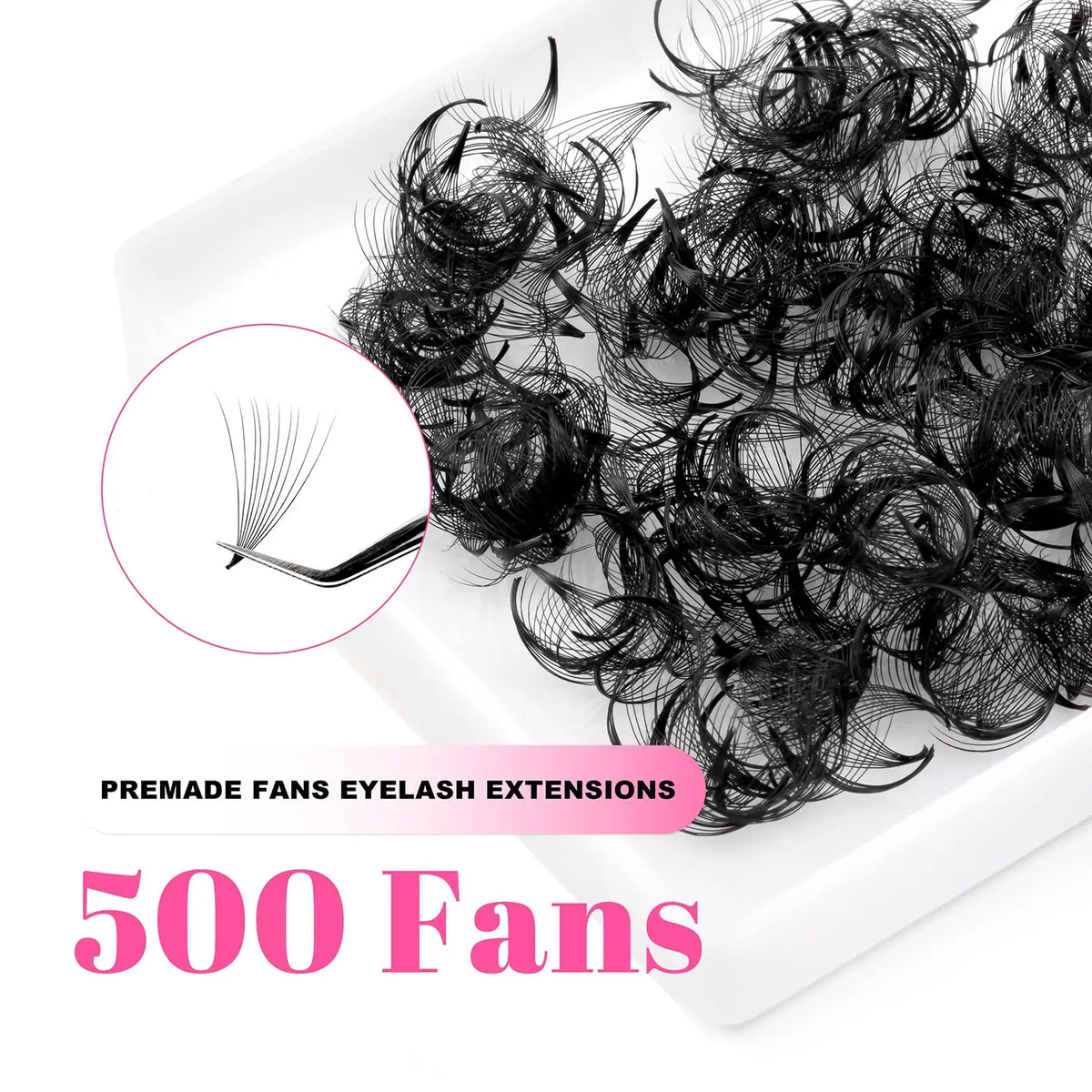 TDANCE 500Fans Pointy Base Loose Fans Professional Medium Stem Sharp Thin  Premade Volume Fans Pointy Base Eyelash Extensions
