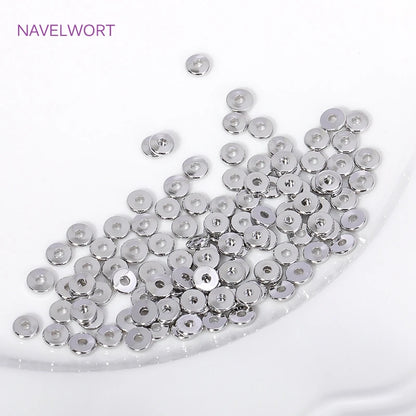 3/4/5/6MM 18K Gold Plated Round Spacer Flat Beads Brass Metal Smooth Separator Bead For Jewelry Making DIY Bracelet Accessories