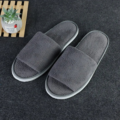 5 Pairs/Lot Winter Cotton Slippers Men Women Disposable Hotel Slippers Home Plush Slides Travel SPA Hospitality Guest Footwear
