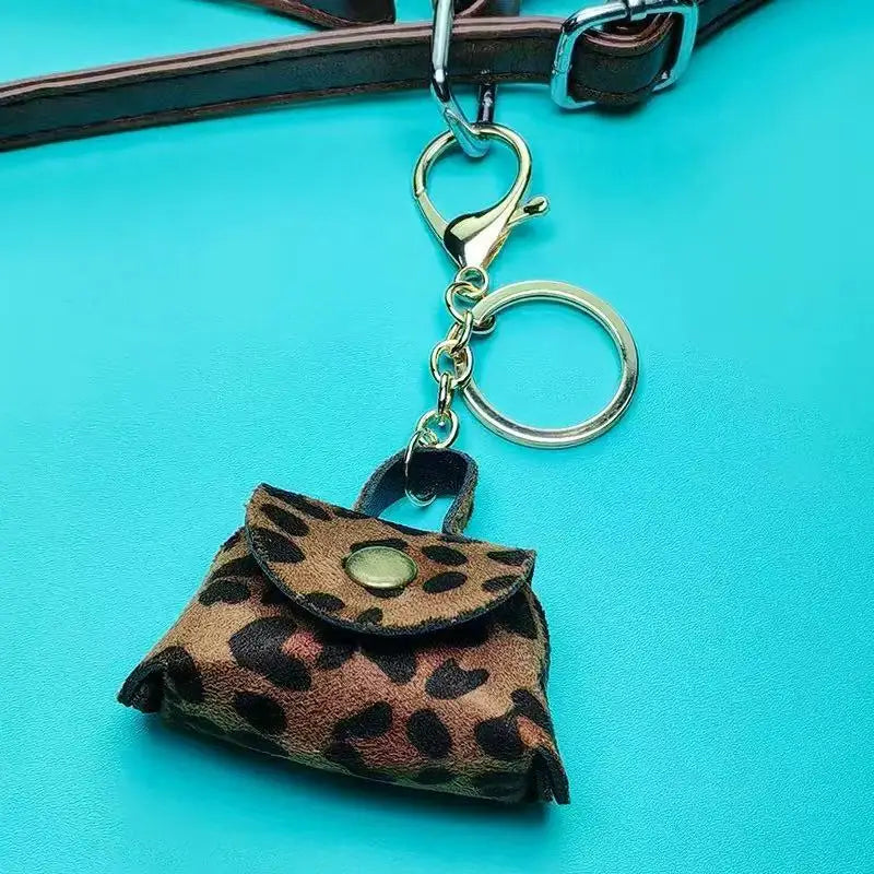 LATS Retro Cute Small Leather Bag Long Necklace for Women Fashion Sweater Chain Neck Hanging Jewelry Versatile Accessory Gift