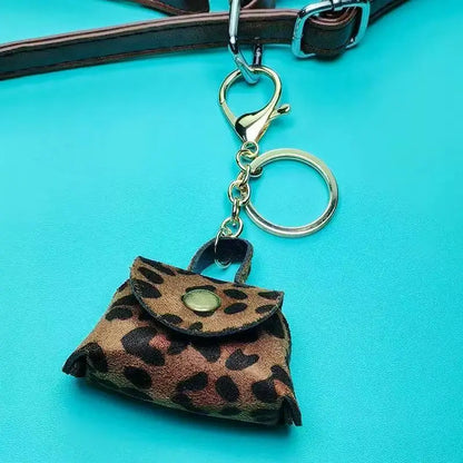 LATS Retro Cute Small Leather Bag Long Necklace for Women Fashion Sweater Chain Neck Hanging Jewelry Versatile Accessory Gift