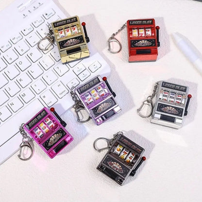 Mini Gambling Slot Machine Key Chains Creative Arcade Pocket Fruit Lucky Jackpot Gadget Antistress  Funny Games Keychain Ring