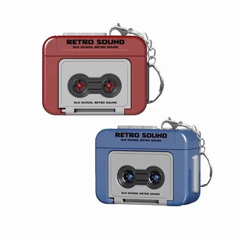1/2Pcs Retro Recorder Keychain 15S Recorder Cassette Tape Keyring Student Bag Pendant Couple Friends Gift