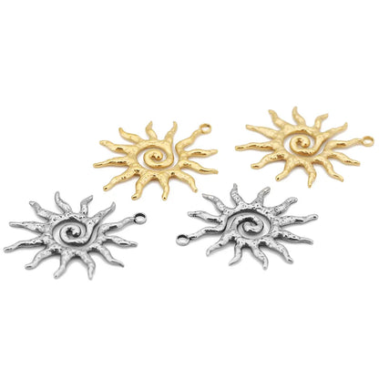 4pcs/lot Stainless Steel Gold Vintage Large Sun Flower Charms Pendant for DIY Earring Necklace Jewelry Making Accessorie Finding