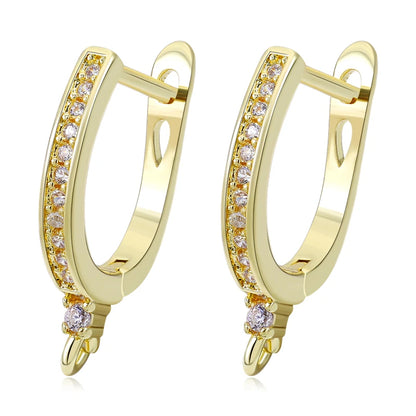 Juya Handmade 18K Real Gold Plated Earwire Fasteners Earring Hooks Accessories For DIY Women's Anti-Allergy Earrings Making