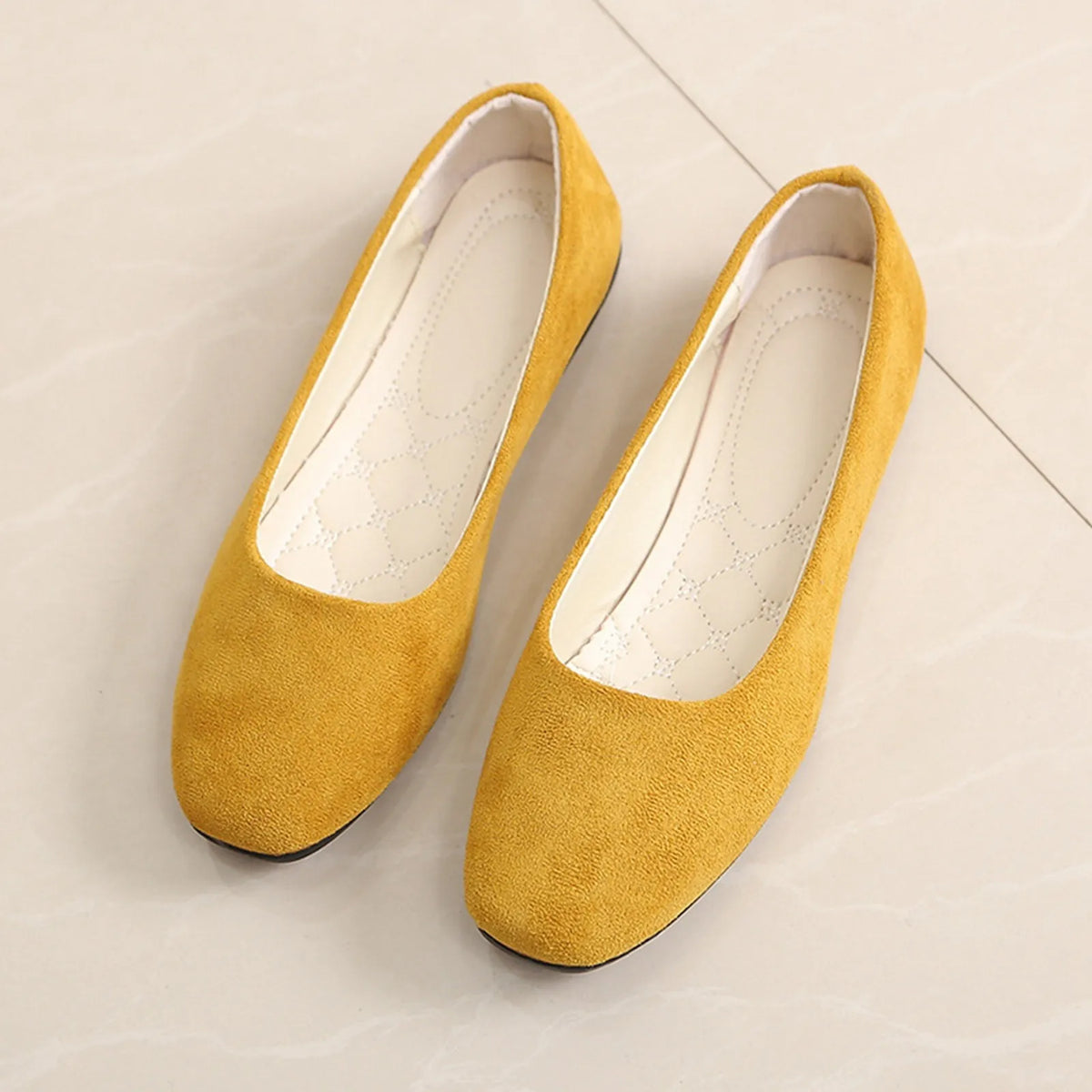 Woman Flats Casual Round Toe Cute Flats Flock Mocasines Ballerina Church Flats Female Suede Elegant Soft Sole Mom Shoes