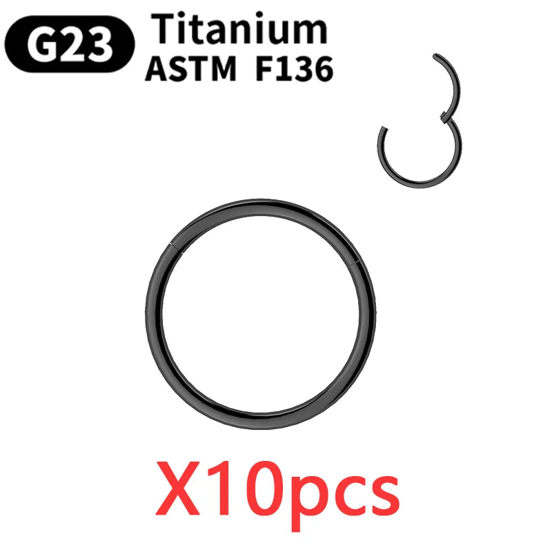 10/50Pcs Wholesale Hoop Earring G23 Titanium Nose Ring For Women Piercing Jewelry Lip Ear Ring Hoop Mixed Color Body Clips Hinge