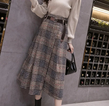 Women's Plaid Pleated A-Line Skirt
