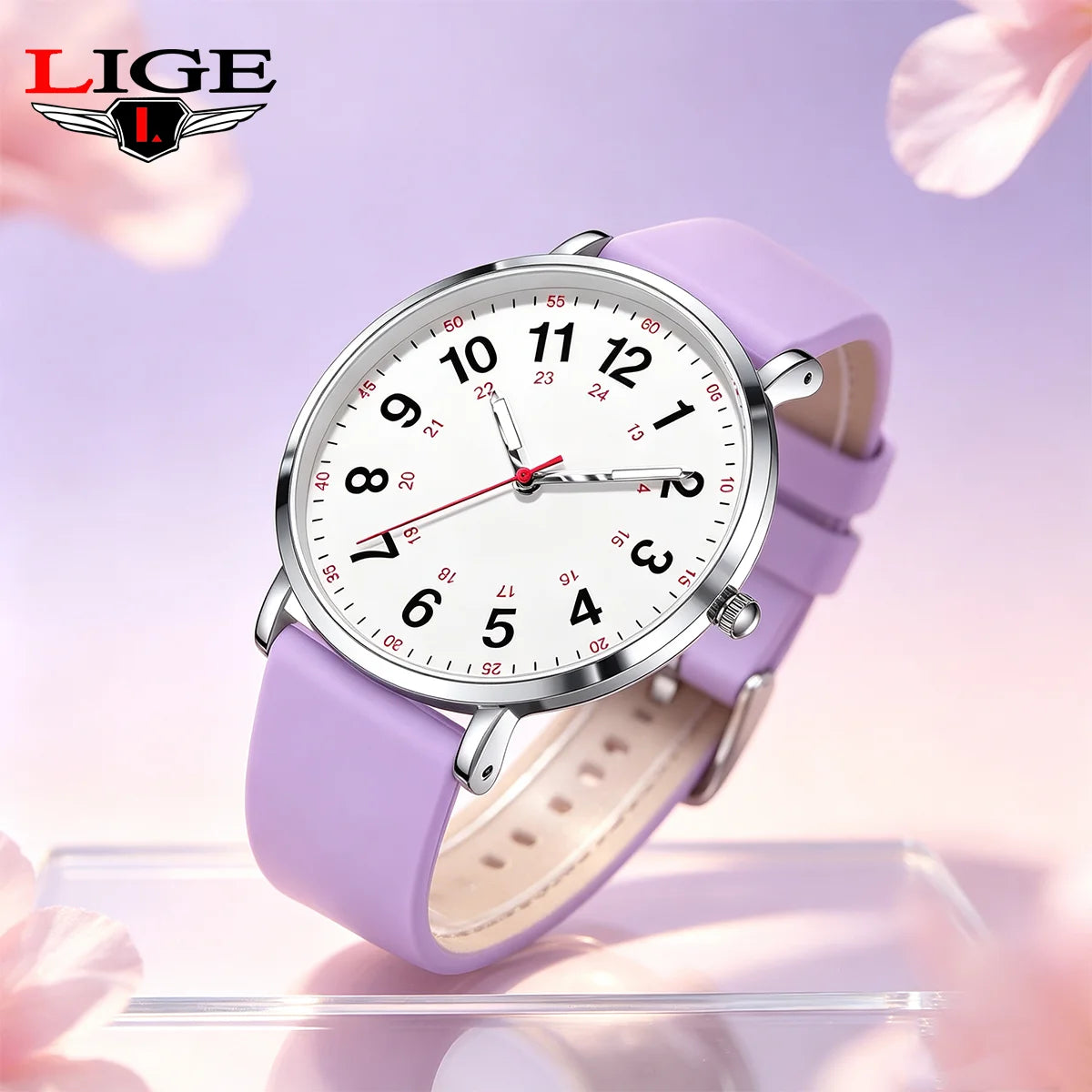 LIGE Simple Women's Wristwatch Fashion Elegant Ladies Watches Silicone Original Quartz Waterproof Watches for Woman Reloj Hombre