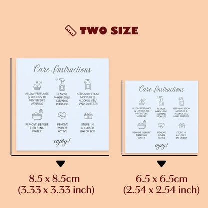 50PCS Printable Square White Brown English Care Instructions Card For Jewelry Making Necklace Care Inserts DIY Accessories