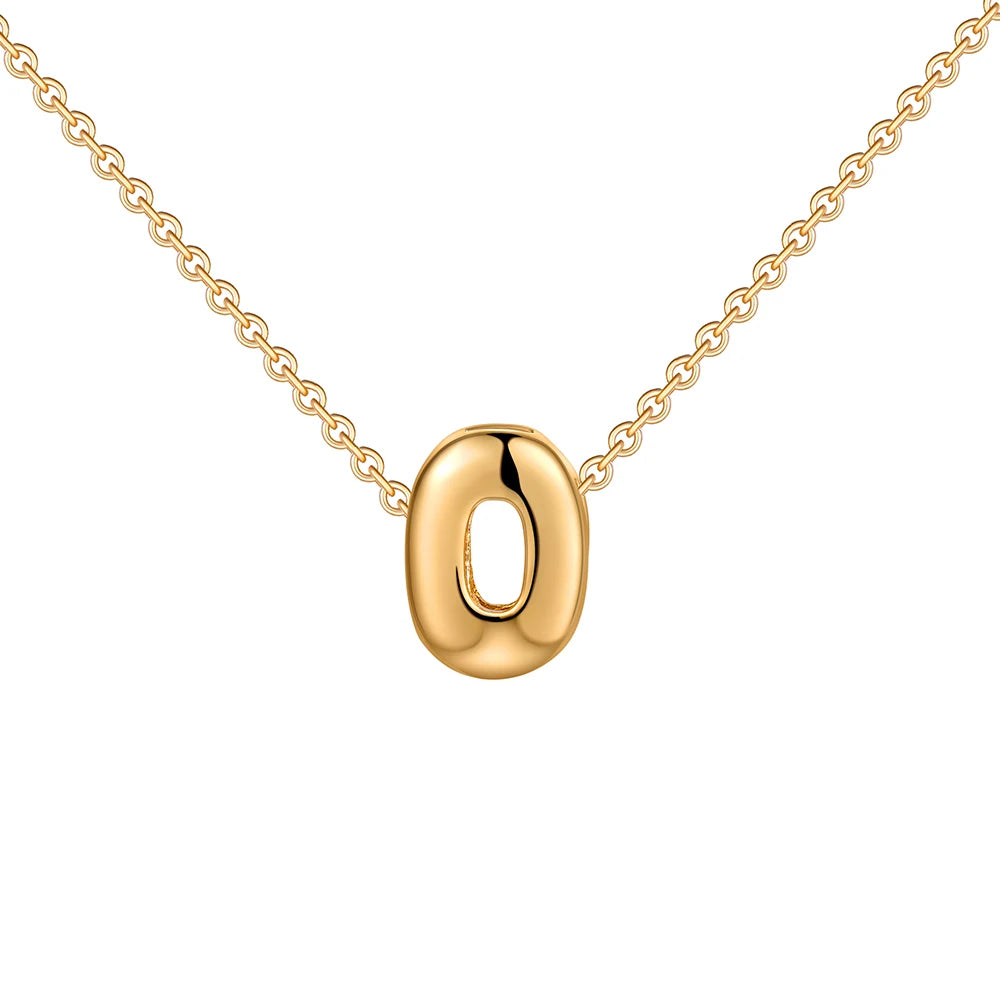 Dainty Mini Bubble Letter Necklace Gold Plated Balloon Initial Tiny Small Pendent Necklaces for Women Jewelry Teen Girls Gifts
