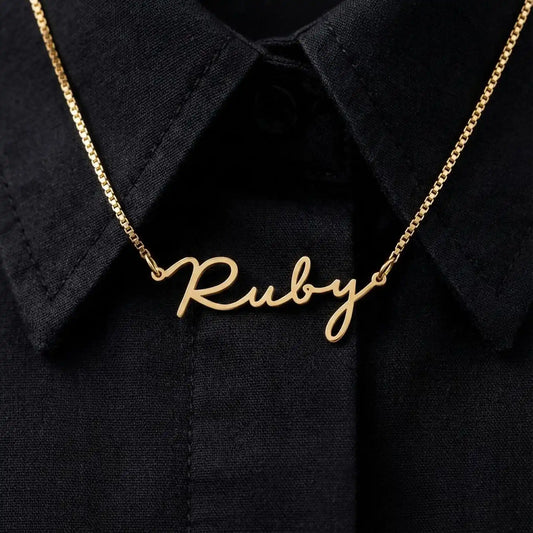 Custom Name Necklace with Box Chain Stainless Steel Dainty Signature Name Necklace Gift for Her Mother's Day Gift