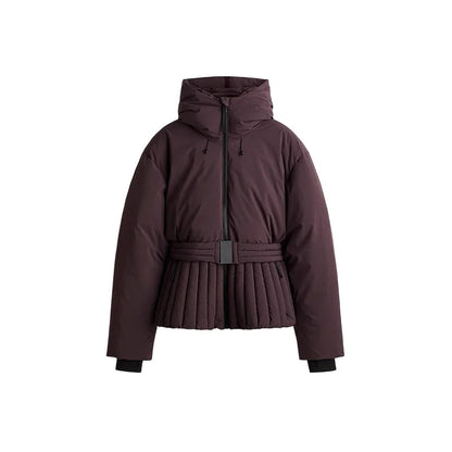 Warm Women's Skiwear Jumpsuit With Belt Stand Collar Full Sleeve Zipper Straight Thicken Jumpsuits 2026 Winter Lady Chic Clothes
