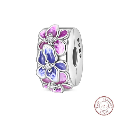 Spring Day 925 Sterling Silver Sunflower Azalea Peony Butterfly Flower Charms Beads Fit 3mm Bracelets DIY Fine Jewelry Making