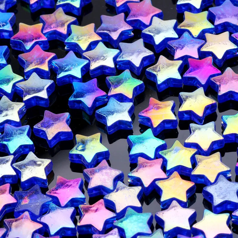 50pcs Transparent AB Color Five-pointed Star Acrylic Beads Loose Spacer Beads for Jewelry Making DIY Craft