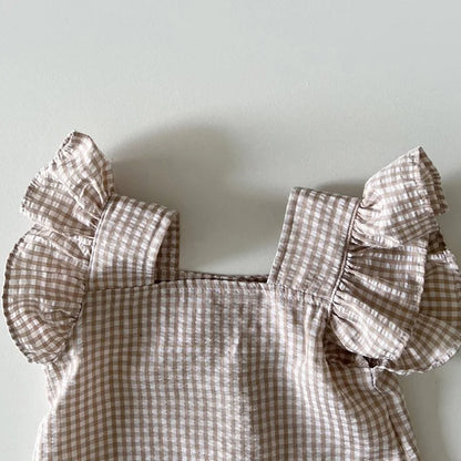 MILANCEL 2024 Summer Baby Lattice Clothing Set Toddler check Tee and Shorts 2Pcs Girls Outwear Suits