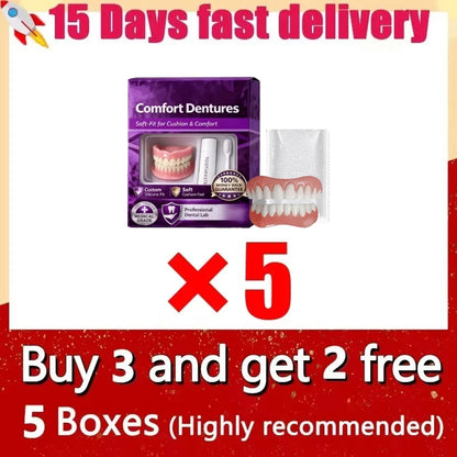 Adult Full Set Silicone Fake Teeth Upper & Lower Dentures Soft Comfort Fit Natural Smile Oral Beauty Accessories