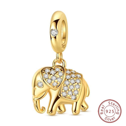 Hot Sales 925 Sterling Silver Golden Series Charms Leopard Little Bear Starfish Bow Bead Fit Original Bracelet DIY Women Jewelry