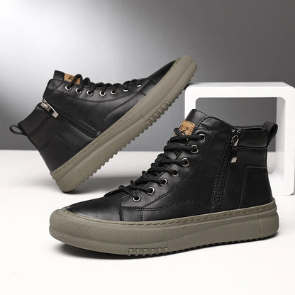 Bubuk Men's Spring and Autumn Style White Sneakers, New Trendy Versatile High-Top Sneakers, Summer Fashion Casual Men's Shoes, Breathable and Durable Sneakers
