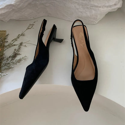Women's Pointed-Toe Low-Heel Slingbacks in Style Options