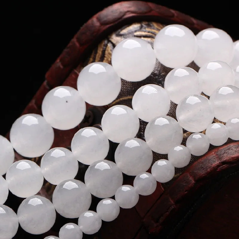 Wholesale 4/6/8/10mm Natural White Crystal Quartz Stone Round Beads For Jewelry Making DIY Bracelet Stone Bead