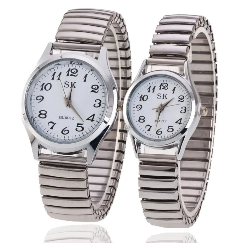 Fashion Small Round Watches Simple Luxury Quartz Watch Elastic Band Steel Belt Couple Watches Gifts