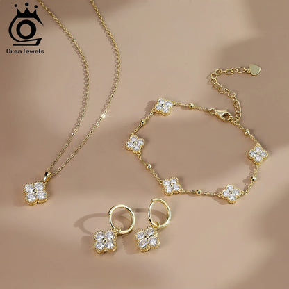 ORSA JEWELS Exquisite 925 Silver Clover Moissanite Earrings for Women Shiny D Color Moissanite Diamand Earring Jewelry MOE18