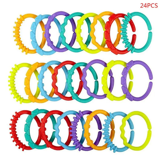 24pcs Food Grade Soft Plastic Teethers Multi Circle Ring Shaped Baby Teether Rodent Nursing Accessories for Baby Drop Shipping