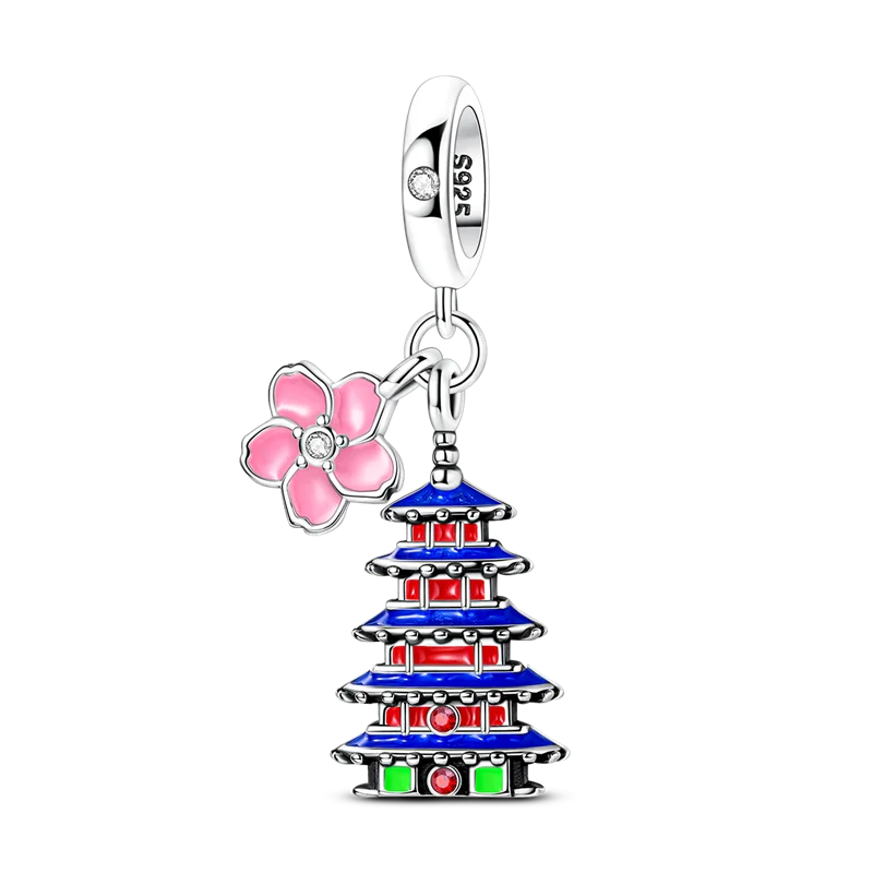 925 Sterling Silver Famous Buildings Charms Bead Milan Cathedral Colosseum Eiffel Tower Dangle Fit Original Bracelet DIY Jewelry