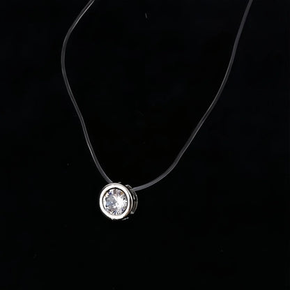 Fashion Shiny imtation Crystal Necklace Zircon Pendant Transparent Fishing Line Invisible Ladies Necklace Jewelry Clavicle Chain