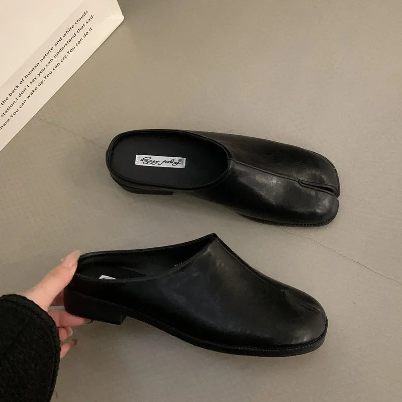 Bailamos Women Split Toe Slippers Round Toe Shallow Lazy Boat Slingback Mules Shoes Tabi Ninja Slip On Flats Soft Loafers Mujer