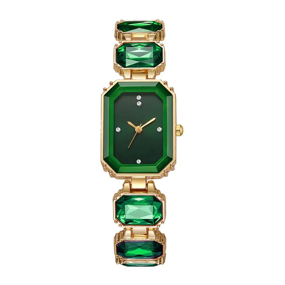 Ladies Bracelet Quartz Watch Sparkling Rhinestone Rectangular Dial Watch Faux Diamond Bracelet Wristwatch For Jewelry Timepiece