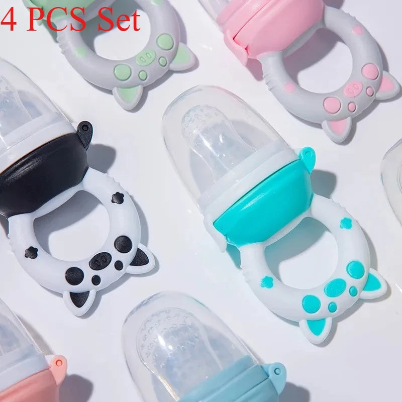 4pcs/set Silicone Fruit & Vegetable Feeder for Infants and Toddlers 6-36 months Food Grade Teething & Feeding Pacifier