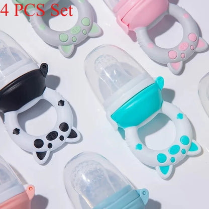 4pcs/set Silicone Fruit & Vegetable Feeder for Infants and Toddlers 6-36 months Food Grade Teething & Feeding Pacifier