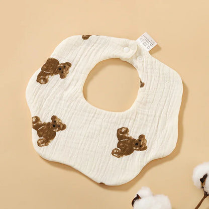 Baby Gauze Bibs Pure Cotton Class A Saliva Towel Milk Spilt Prevent Grass and Wood Dyed 360 Degrees Newborn Bib