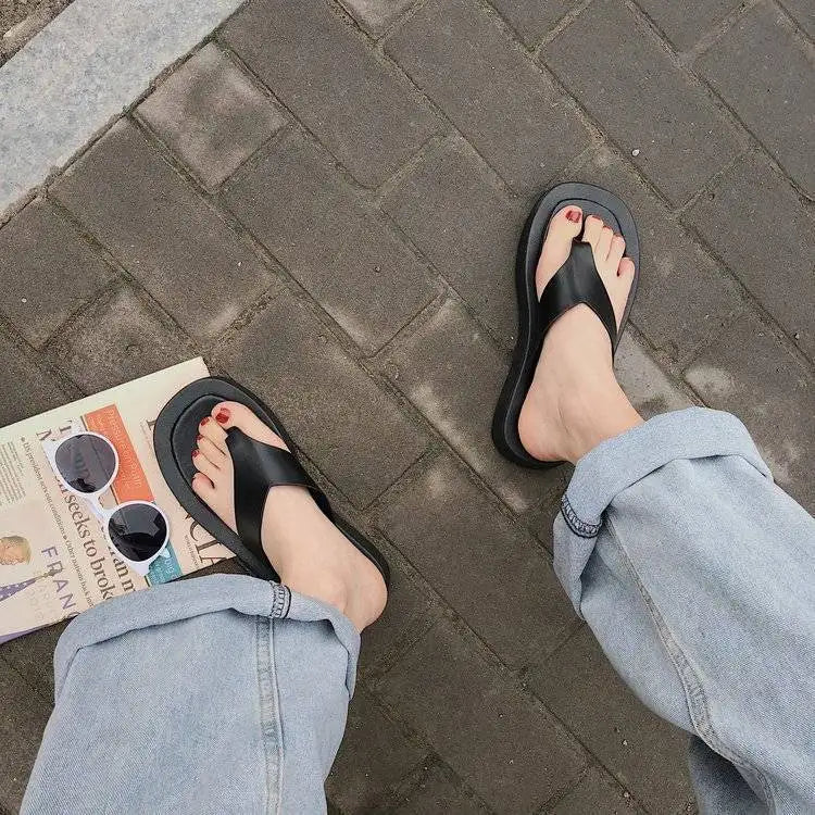 Fashion Non-slip Outer Beach Sandals Women's Slippers Summer Color Matching Platform Ladies Sandals Herringbone Flip Flops Women