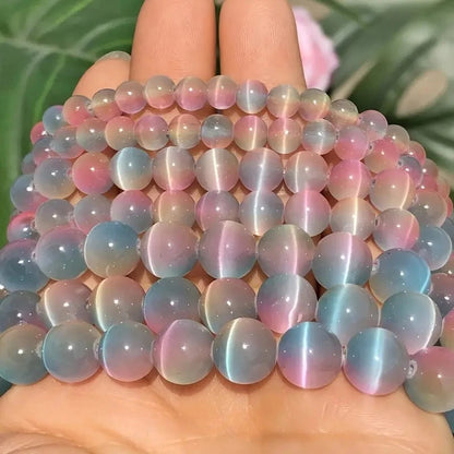 Wholesale 6/8/10mm Three Color Gradient Cat Eye Stone Loose Beads Spacer Beads for DIY Jewelry Bracelet Keychain Earring Making