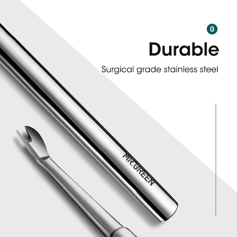 MR.GREEN Cuticle Pusher Dead Skin Pusher  Stainless Steel Nail Art Manicure Tools Nail Polish Peeler Scraper