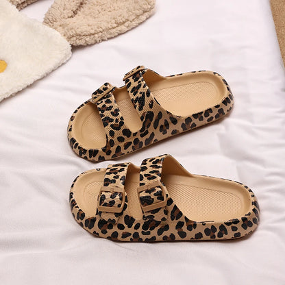 Leopard-print slippers women's summer outerwear non-slip Boken half-slip indoor home fashion soft thick-soled cool slippers