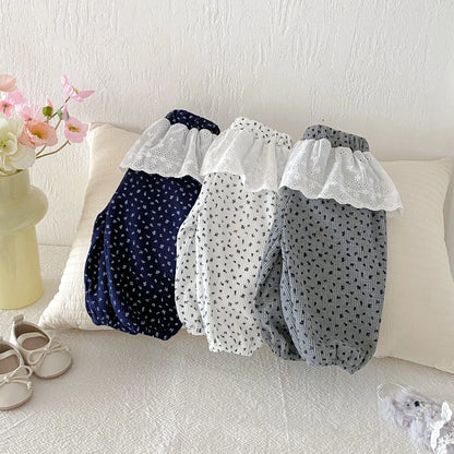 Autumn baby Girls' Leggings, Korean-Style Infant and Toddler Long Pants, 0-3 Years Old Children's Clothing, Outerwear Floral Cur