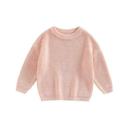 Autumn Winter Newborn Baby Girl Boy Knitted Long Sleeve Sweater Solid Loose Pullover Casual Tops Children Sweater Kids Clothes