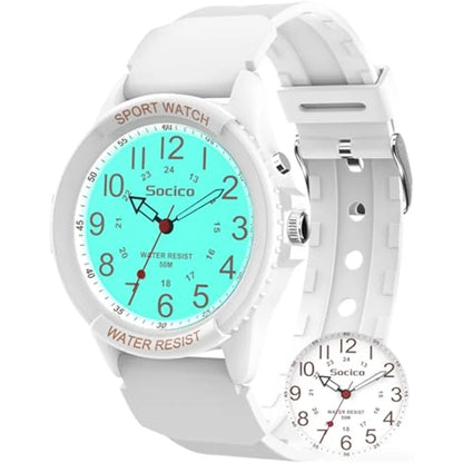 SOCICO Analog Watch for Women Nurses 50M Waterproof Night Light 12/24H Clear 39mm Case, Nurse Essentials, Soft Band, Shockproof